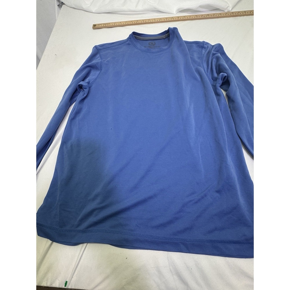 Bugatchi Shirt Mens Small Navy Blue Long Sleeve Crewneck Raglan Soft Stretch